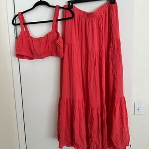 Fashion Nova Vibrant Coral Skirt Set